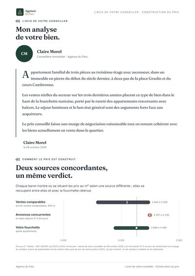 Page de l'avis : l'analyse signée de la conseillère et la concordance des sources